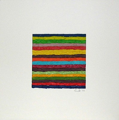 Carlos Estrada-Vega, Untitled 28-II, 2003
Oleopasto, wax, pigment, oil & limestone on paper, 9 x 9 inches (23 x 23 cm)