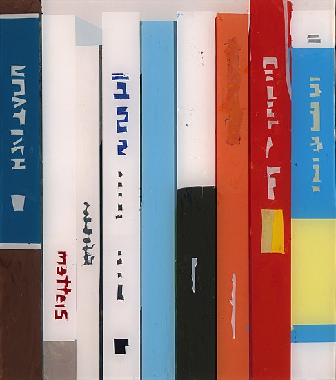 Maria Park, Bookcase 4, 2014
Acrylic on Plexiglas on wall mounted shelving, 7 x 6.5 inches (18 x 16 cm)