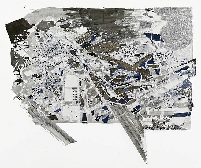 Fran Siegel, Overland 10, 2010
Ink, pigment and graphite on embossed, cut and collaged papers, 100 x 120 inches (254 x 304 cm)