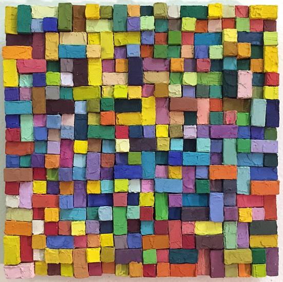 Carlos Estrada-Vega, Jimena, 2015
Wax, limestone dust, oil, olepasto and pigments on wood, 8 x 8 inches (21 x 21 cm)