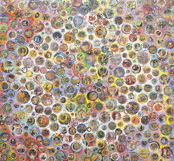 Nobu Fukui, Mythic, 2017
Beads and mixed media on canvas over panel, 90 x 96 x 2 inches (229 x 244 x 5 cm)