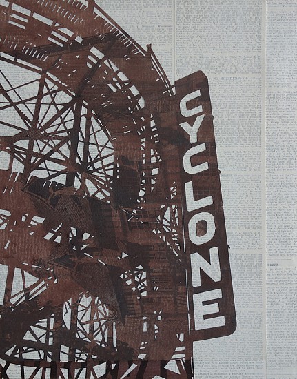 William Steiger, Cyclone #2, 2020
Collage of cut and found paper, gouache and glue mounted on panel, 14 x 11 inches